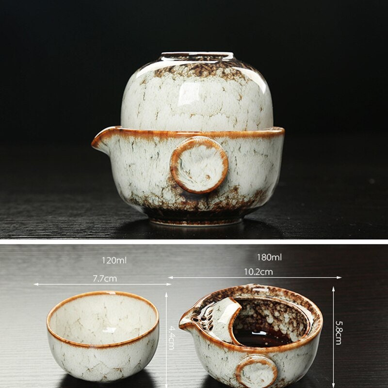 Vivolux | Keramisches Gaiwan-Set kuai ke Teeset Camping Kung Fu Teeset 1 Teekanne 1 Tasse Reise-Teekanne Kaffeetasse Wasserbecher Bürokessel Trinkgeschirr