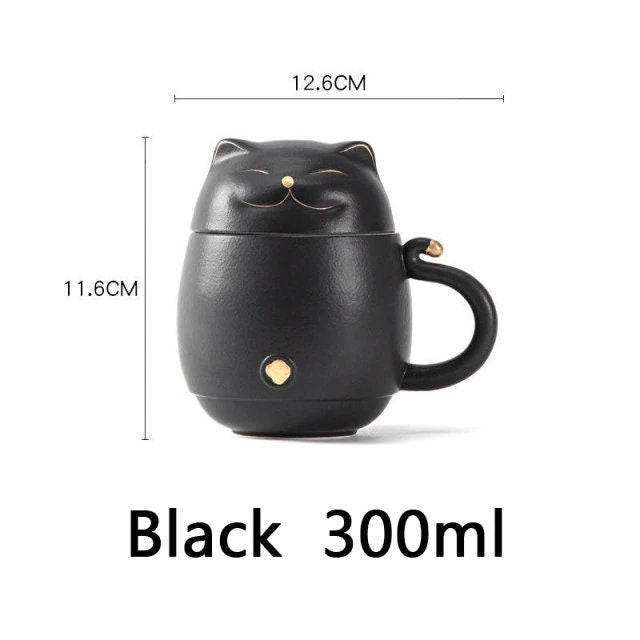 Vivolux | Süße Katzen-Teetasse aus Keramik mit Sieb