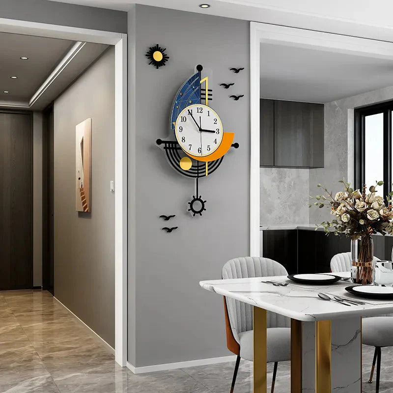 Vivolux | Dekorative Wanduhr Navigation Segelboot Kreatives Design Uhr Innenuhr Dekoration Wohnzimmer Hintergrund Wanddeko
