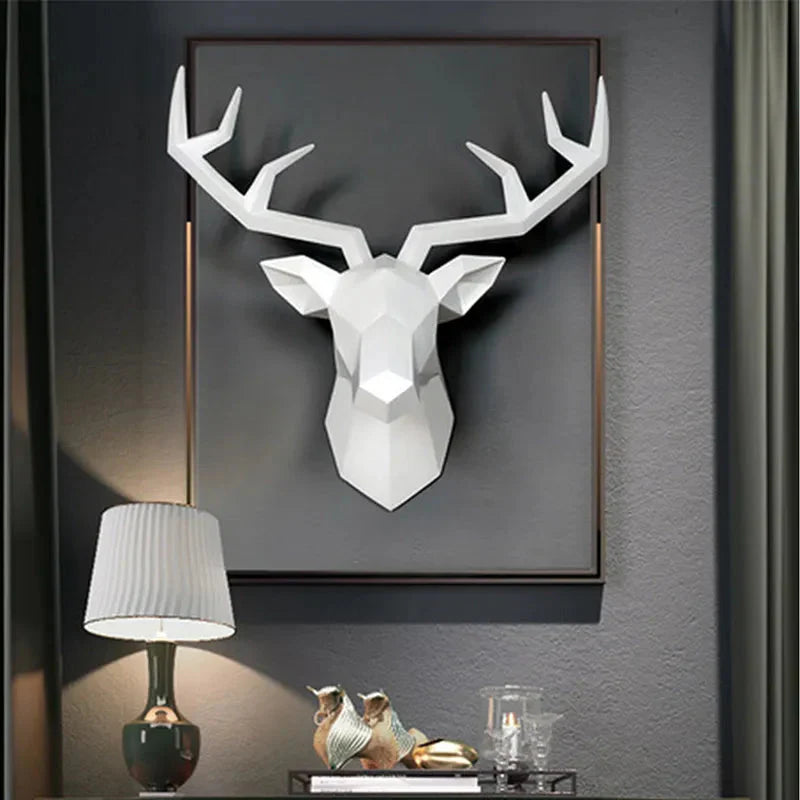 Vivolux | Hirschkopf Skulptur Tier Statue Figuren Wandbehang Kreatives Elch Kunst Geweih Statuette für Bürodeko Wandmontage