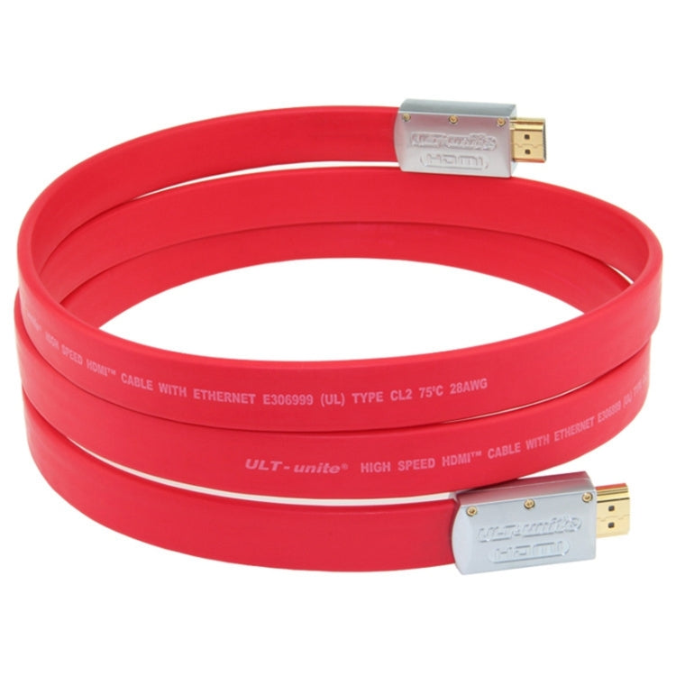 Vivolux | ULT-unite 4K Ultra HD vergoldetes HDMI zu HDMI Flachkabel, Kabellänge: 8m (Rot)