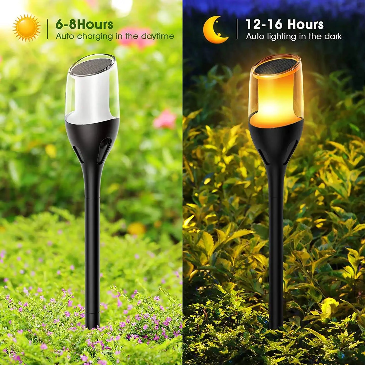 Vivolux | Outdoor flackernde Flammenlichter, Solar-Fackel-Gartenlampen, wasserdichtes LED für Terrasse und Garten