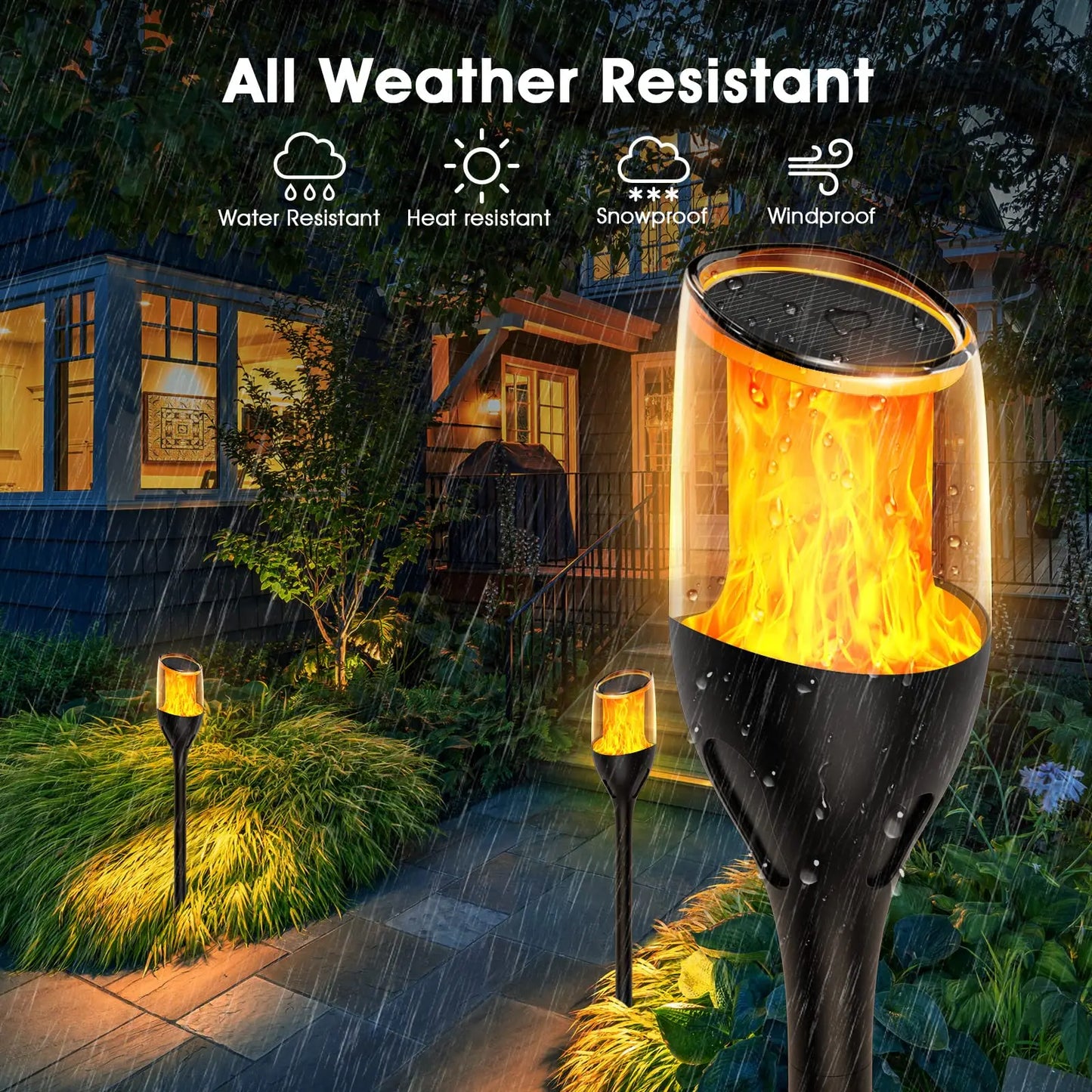 Vivolux | Outdoor flackernde Flammenlichter, Solar-Fackel-Gartenlampen, wasserdichtes LED für Terrasse und Garten