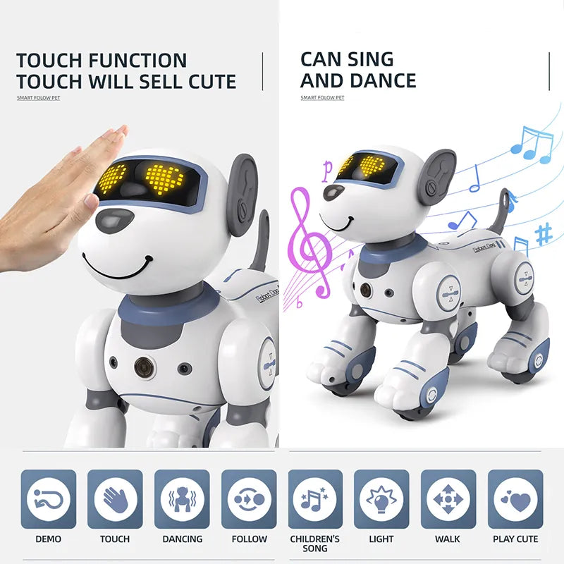 Vivolux | Roboter-Elektronikhund, Stunt-Hund, Sprachbefehl, programmierbarer Berührungssinn, Musiklied, Roboterhund für Kinderspielzeug
