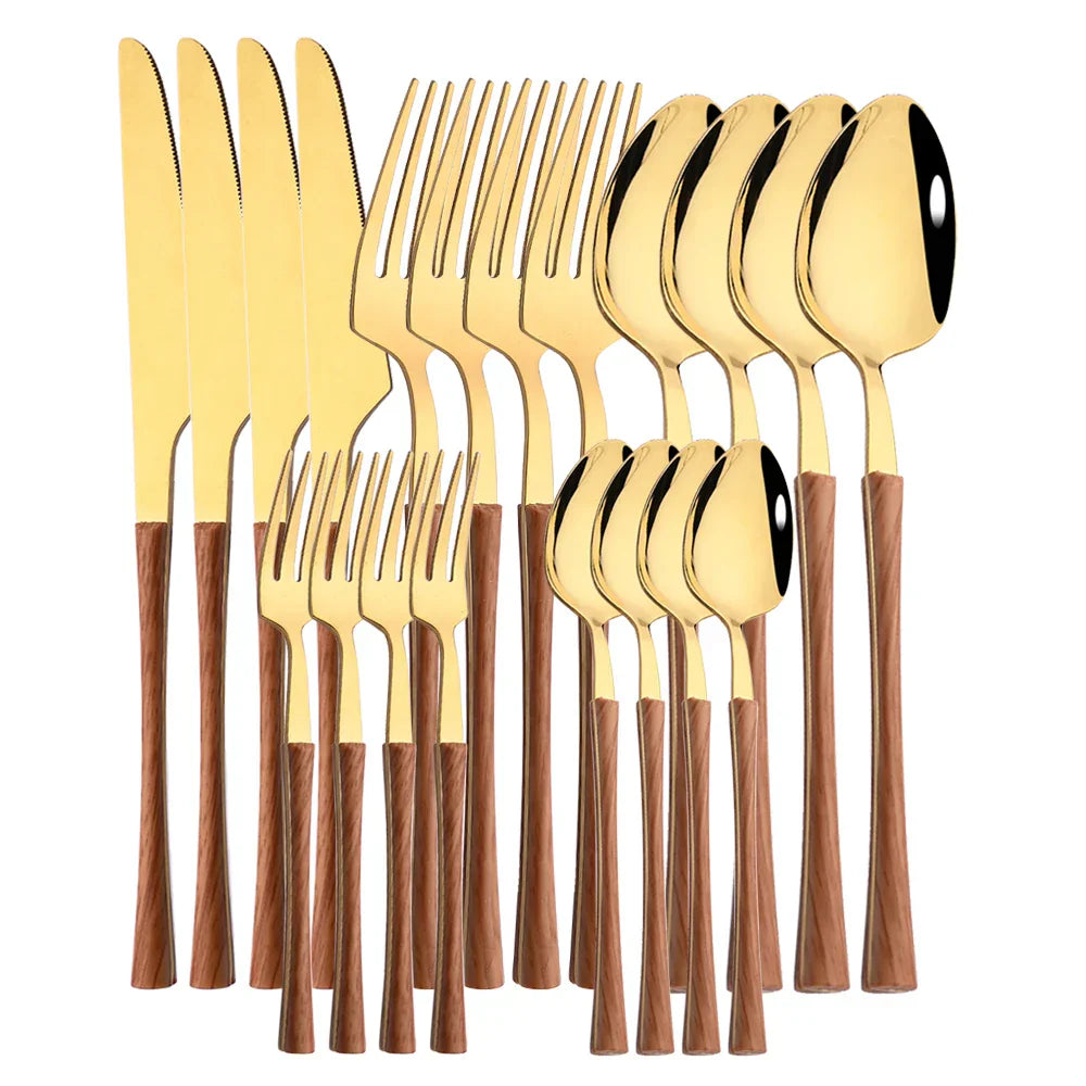 Vivolux | RusticDining | Edelstahl-Besteck mit Holzgriffen