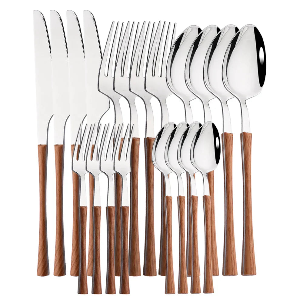 Vivolux | RusticDining | Edelstahl-Besteck mit Holzgriffen