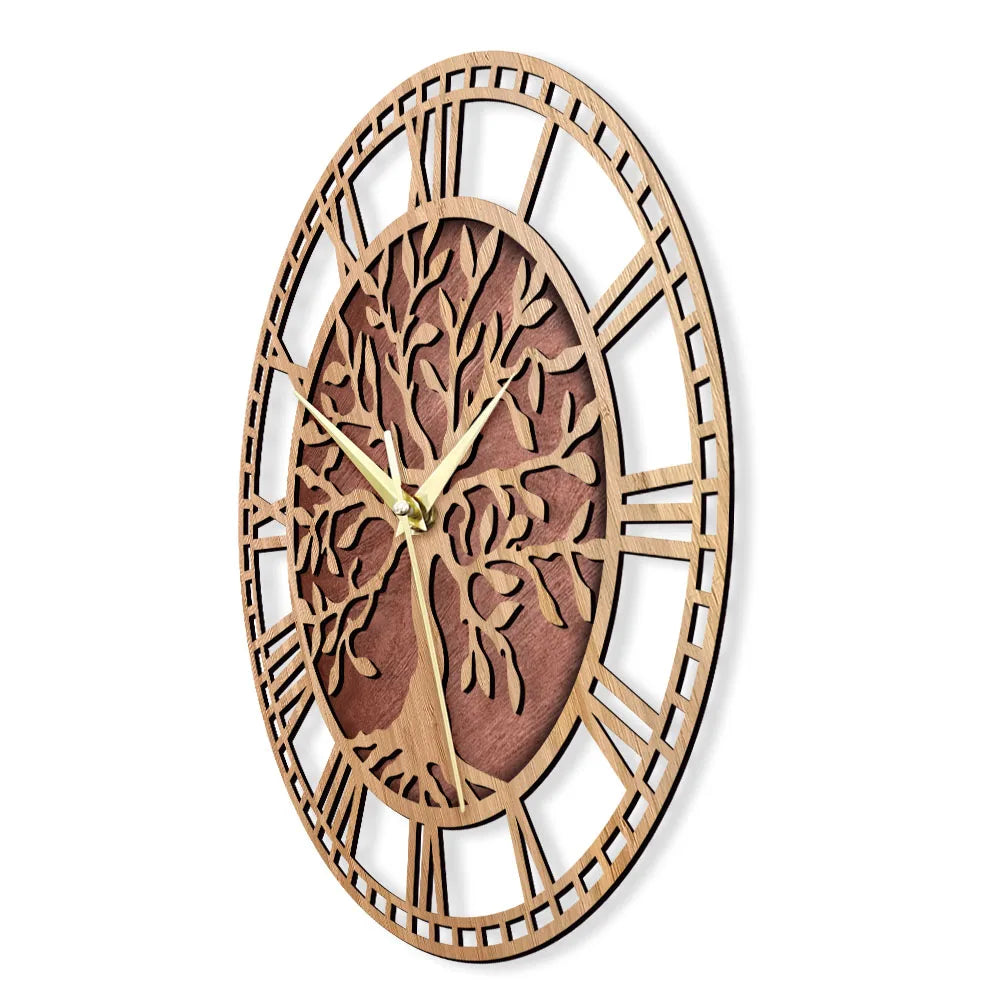 Vivolux | WoodArt | Rustikale Wanduhr aus Holz im Vintage-Stil
