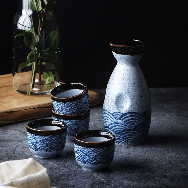 Vivolux | Sake-Wein im japanischen Stil, warmes chinesisches Wein-Set, Heim-Keramik-Sake-Wein-Set für Damen