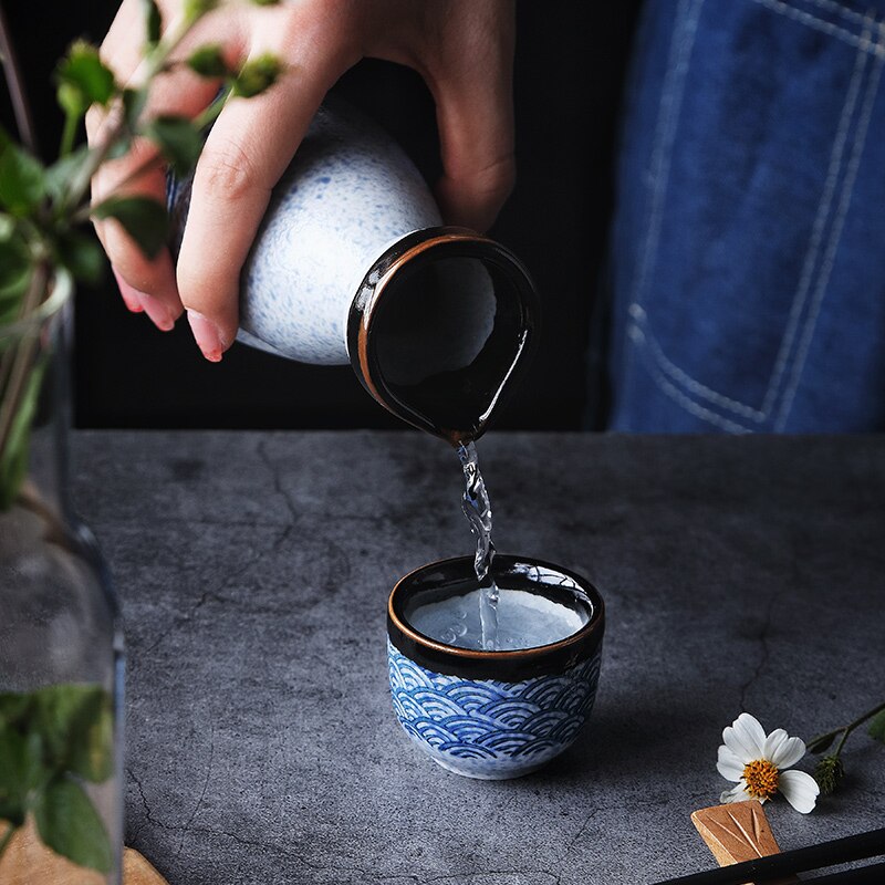 Vivolux | Sake-Wein im japanischen Stil, warmes chinesisches Wein-Set, Heim-Keramik-Sake-Wein-Set für Damen