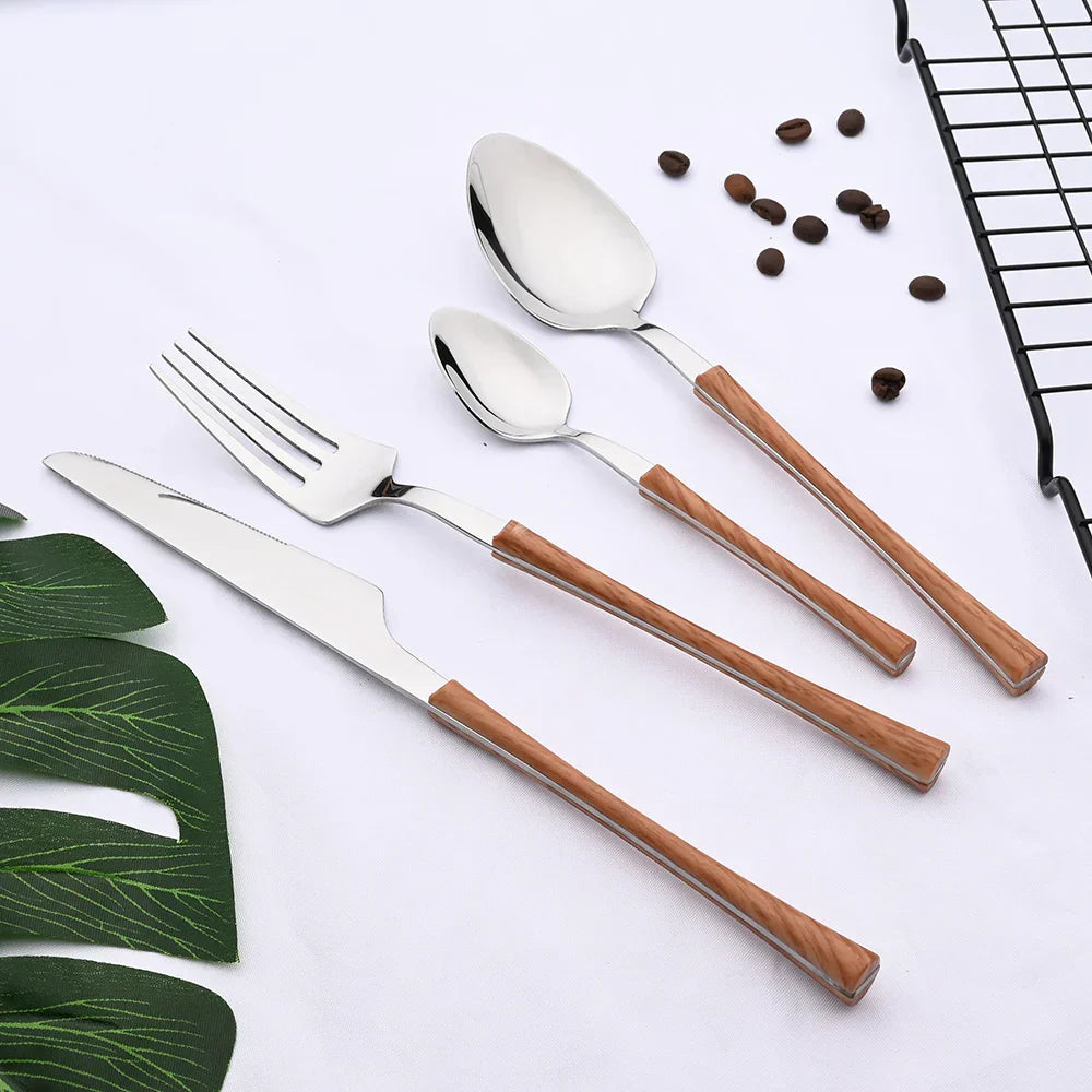 Vivolux | RusticDining | Edelstahl-Besteck mit Holzgriffen