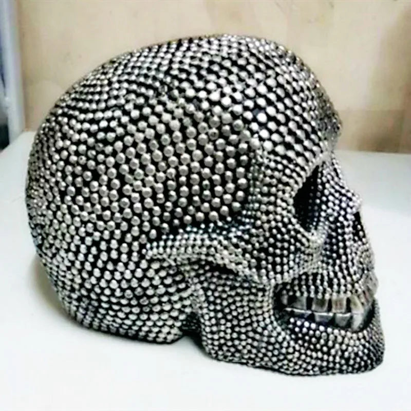 Vivolux | BUF Große Silber/Gold Schädel Statue Harz Handwerk Dekorative Ornamente Halloween Dekoration Skulptur Wohnkultur Figuren