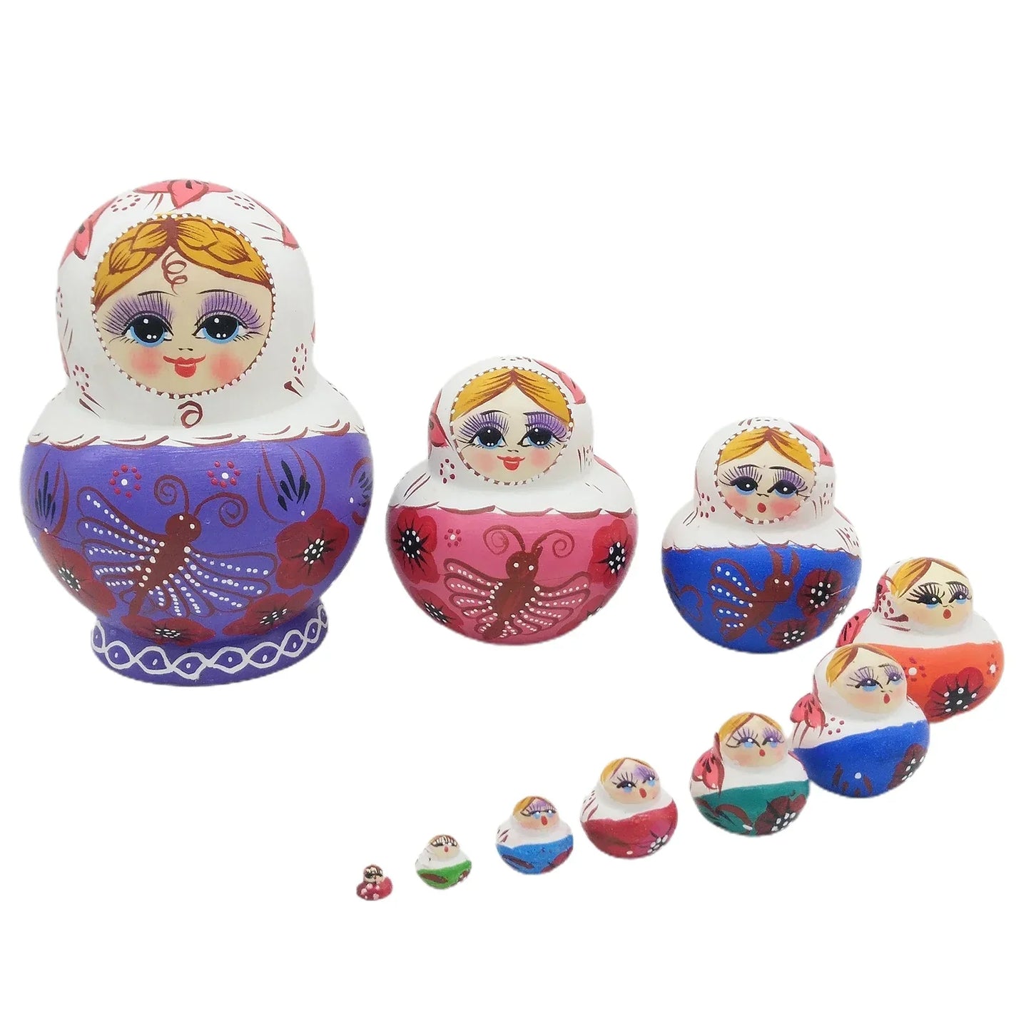 Vivolux | 10 Stück/Set Holz Russische Matroschka Puppen