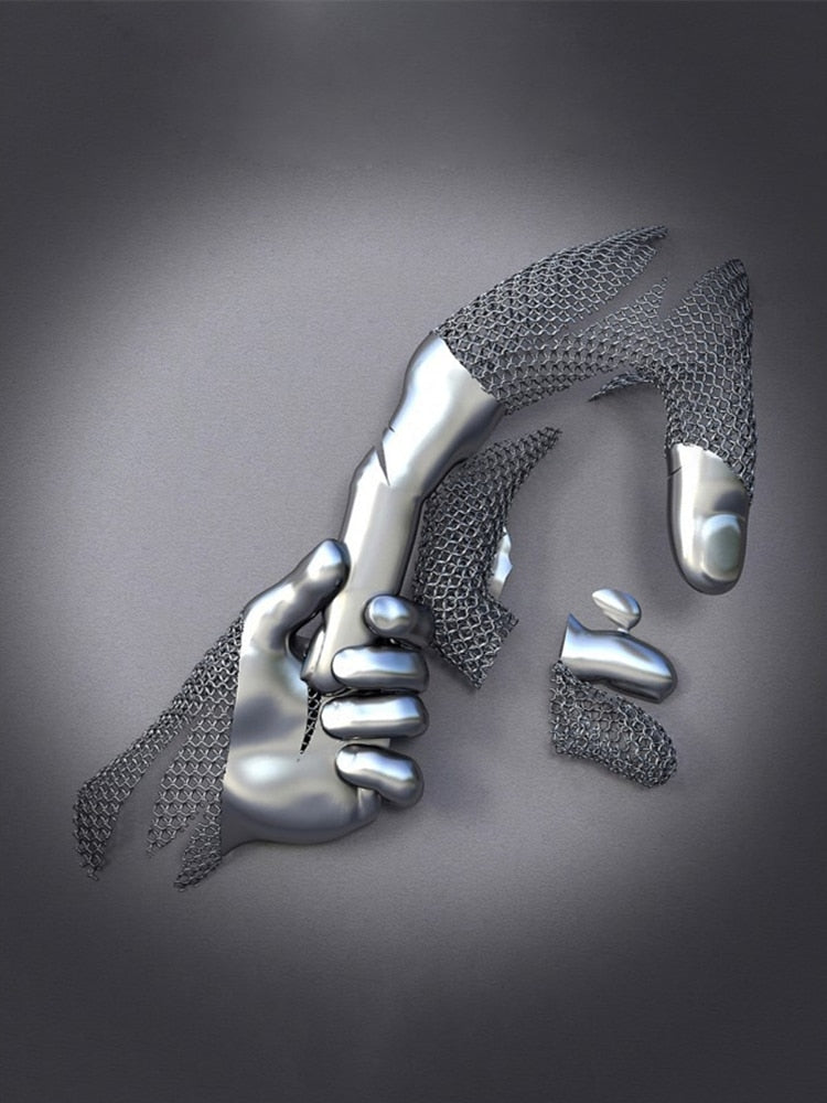 Vivolux | Metallfigur Statues Stile Abstraktes Leinwandgemälde Paare Wandkunst Liebes-Skulptur Poster Druck Wohnkultur Wohnzimmer Geschenke