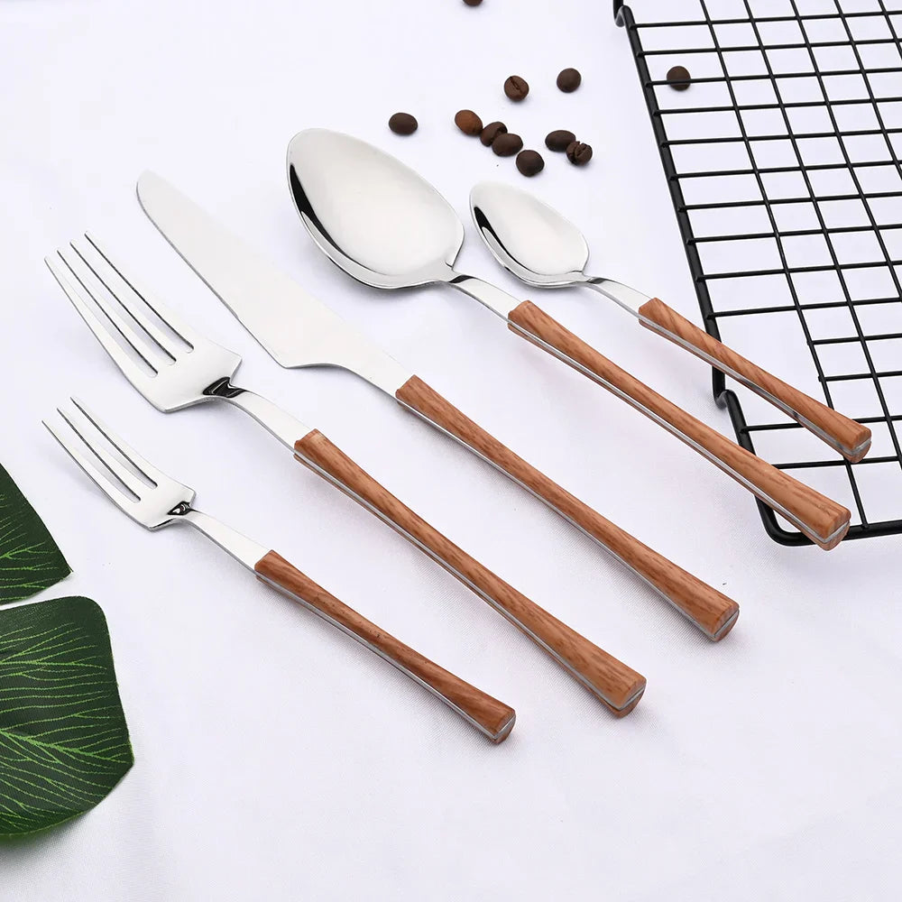Vivolux | RusticDining | Edelstahl-Besteck mit Holzgriffen