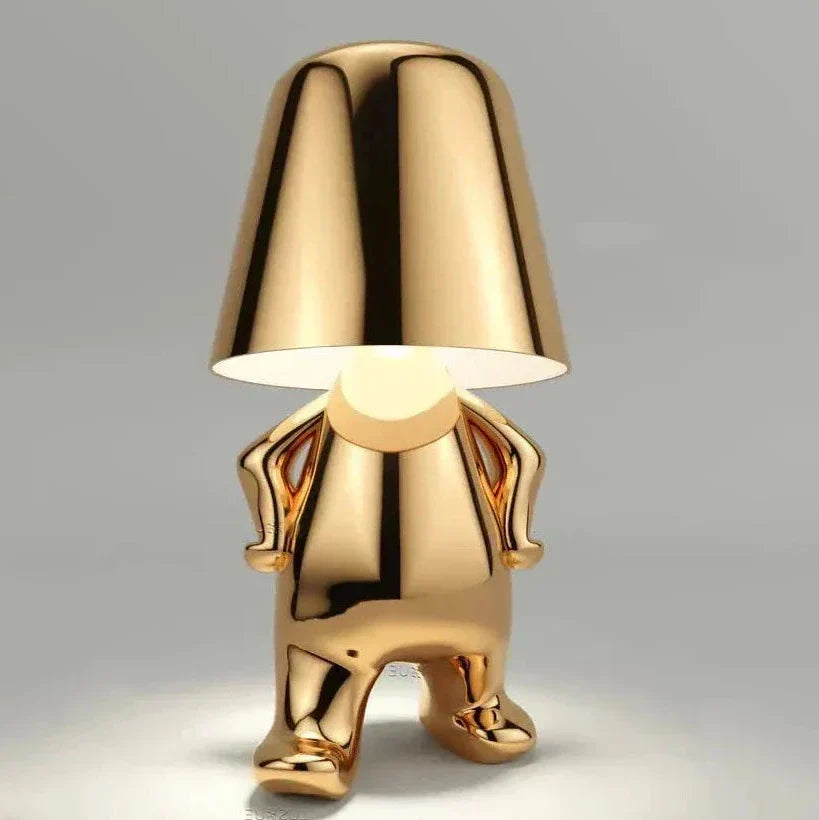 Vivolux | Goldene Man LED Denker Tischlampe – Verspielt Nachttischlampe für Schlafzimmer & Dekor