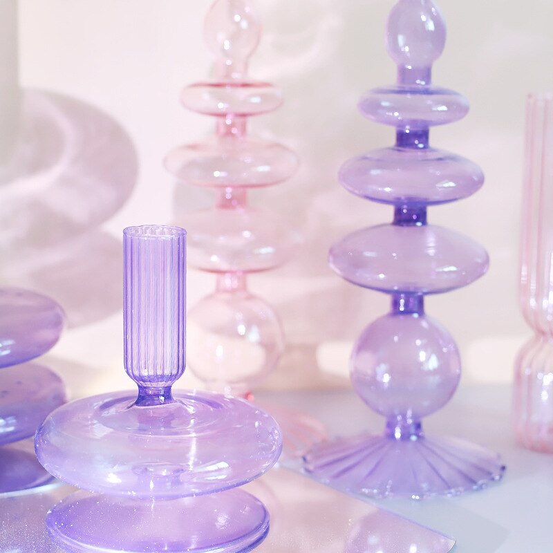 Vivolux | Lila Kerzenständer aus Glas