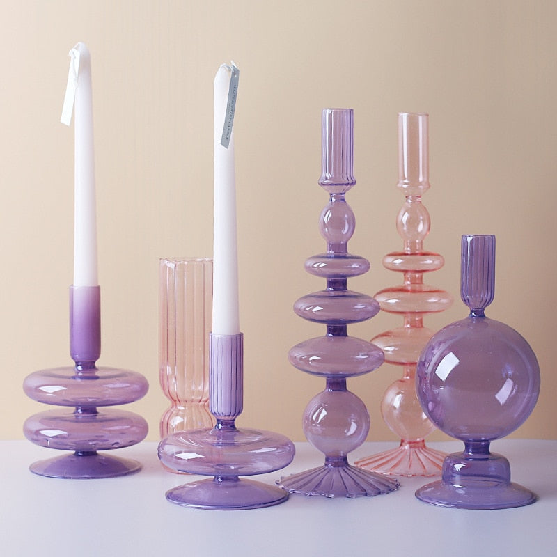 Vivolux | Lila Kerzenständer aus Glas