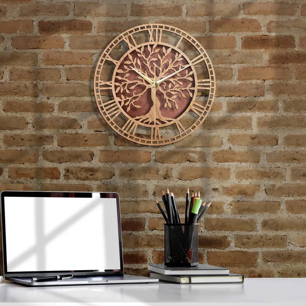 Vivolux | WoodArt | Rustikale Wanduhr aus Holz im Vintage-Stil