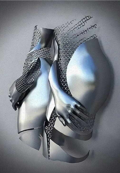Vivolux | Metallfigur Statues Stile Abstraktes Leinwandgemälde Paare Wandkunst Liebes-Skulptur Poster Druck Wohnkultur Wohnzimmer Geschenke
