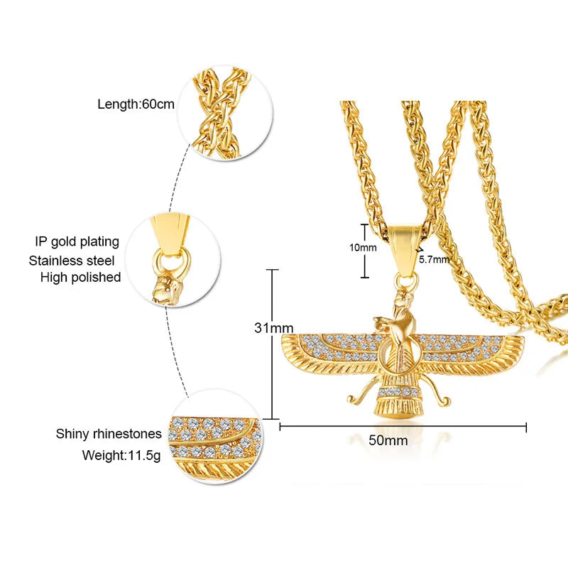 Vivolux | Rhinestone Ahura Mazda Zoroastrian Anhänger Halskette
