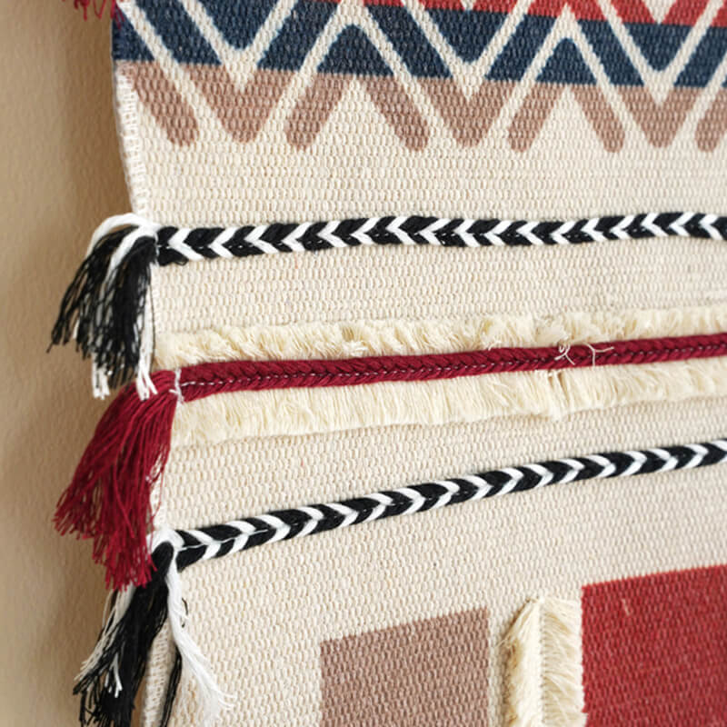 Vivolux | Handgewebte geometrische Muster Quasten Wandbehang