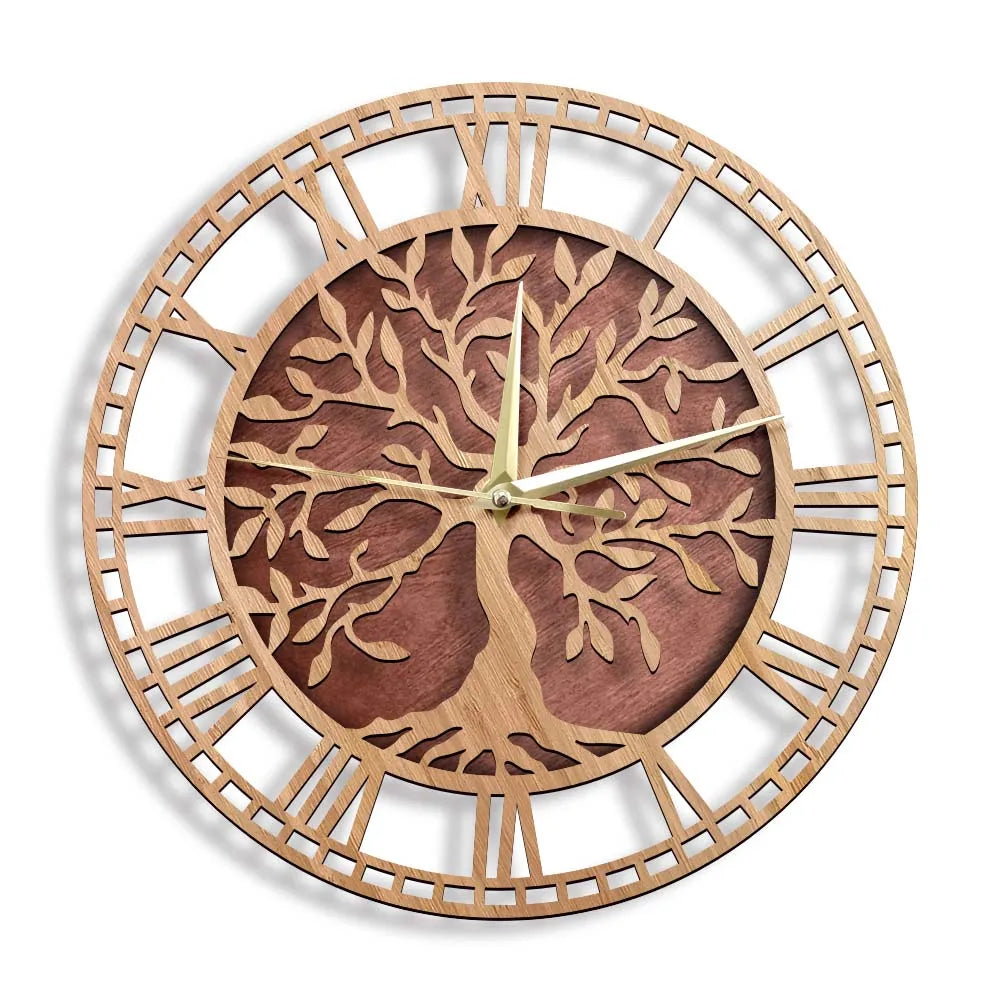 Vivolux | WoodArt | Rustikale Wanduhr aus Holz im Vintage-Stil