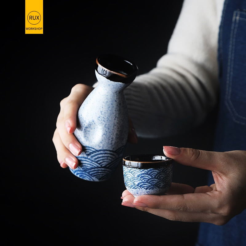 Vivolux | Sake-Wein im japanischen Stil, warmes chinesisches Wein-Set, Heim-Keramik-Sake-Wein-Set für Damen