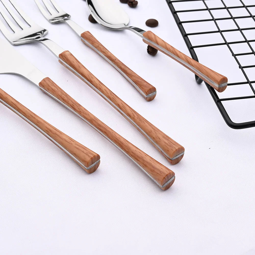 Vivolux | RusticDining | Edelstahl-Besteck mit Holzgriffen