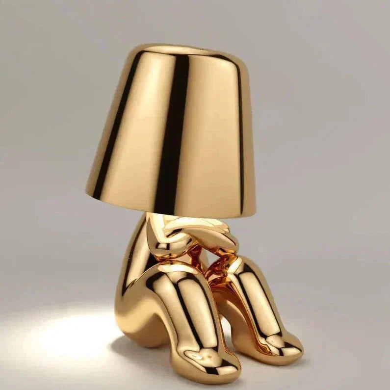 Vivolux | Goldene Man LED Denker Tischlampe – Verspielt Nachttischlampe für Schlafzimmer & Dekor