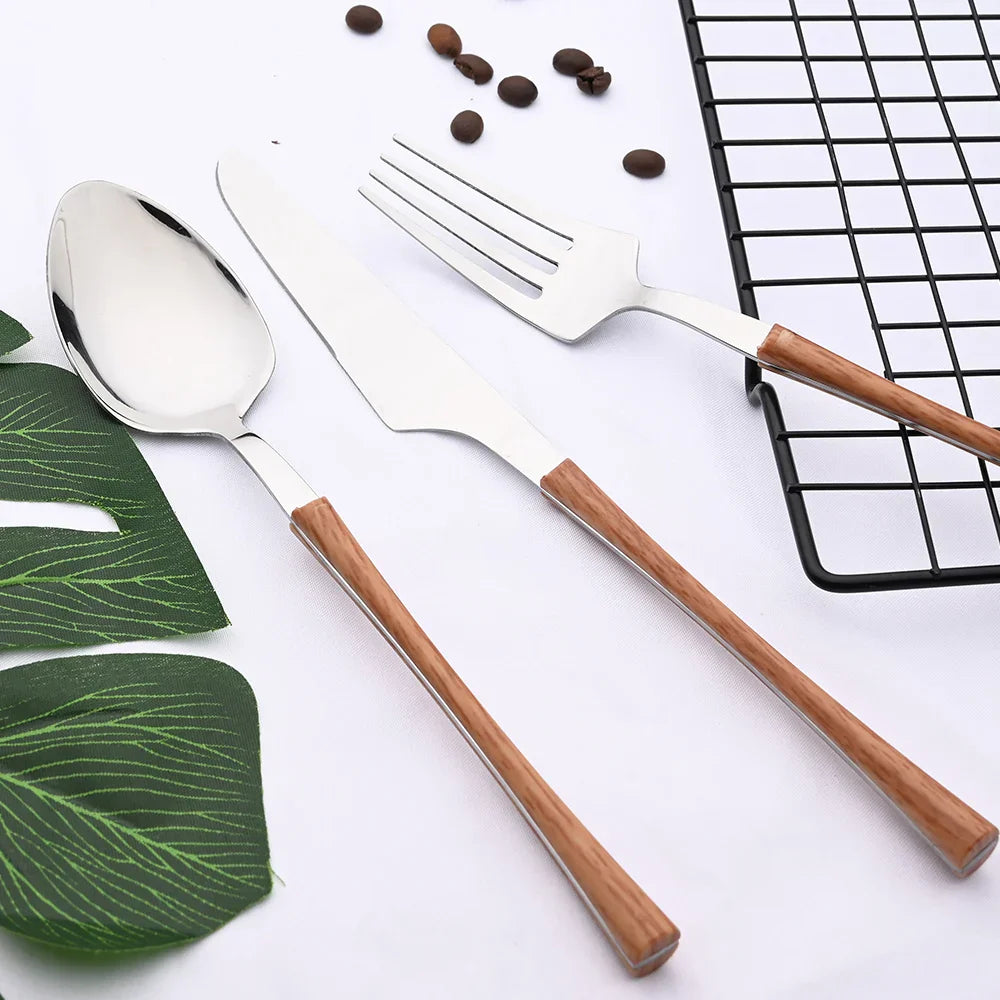 Vivolux | RusticDining | Edelstahl-Besteck mit Holzgriffen