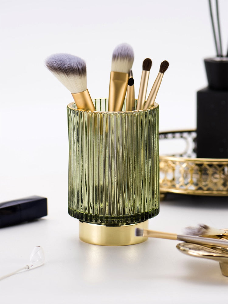 Vivolux | Elise Gold Foil Glas Makeup Halter & Organizer