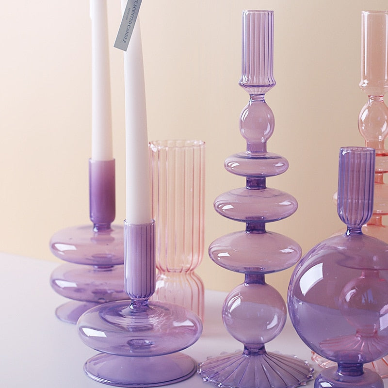 Vivolux | Lila Kerzenständer aus Glas