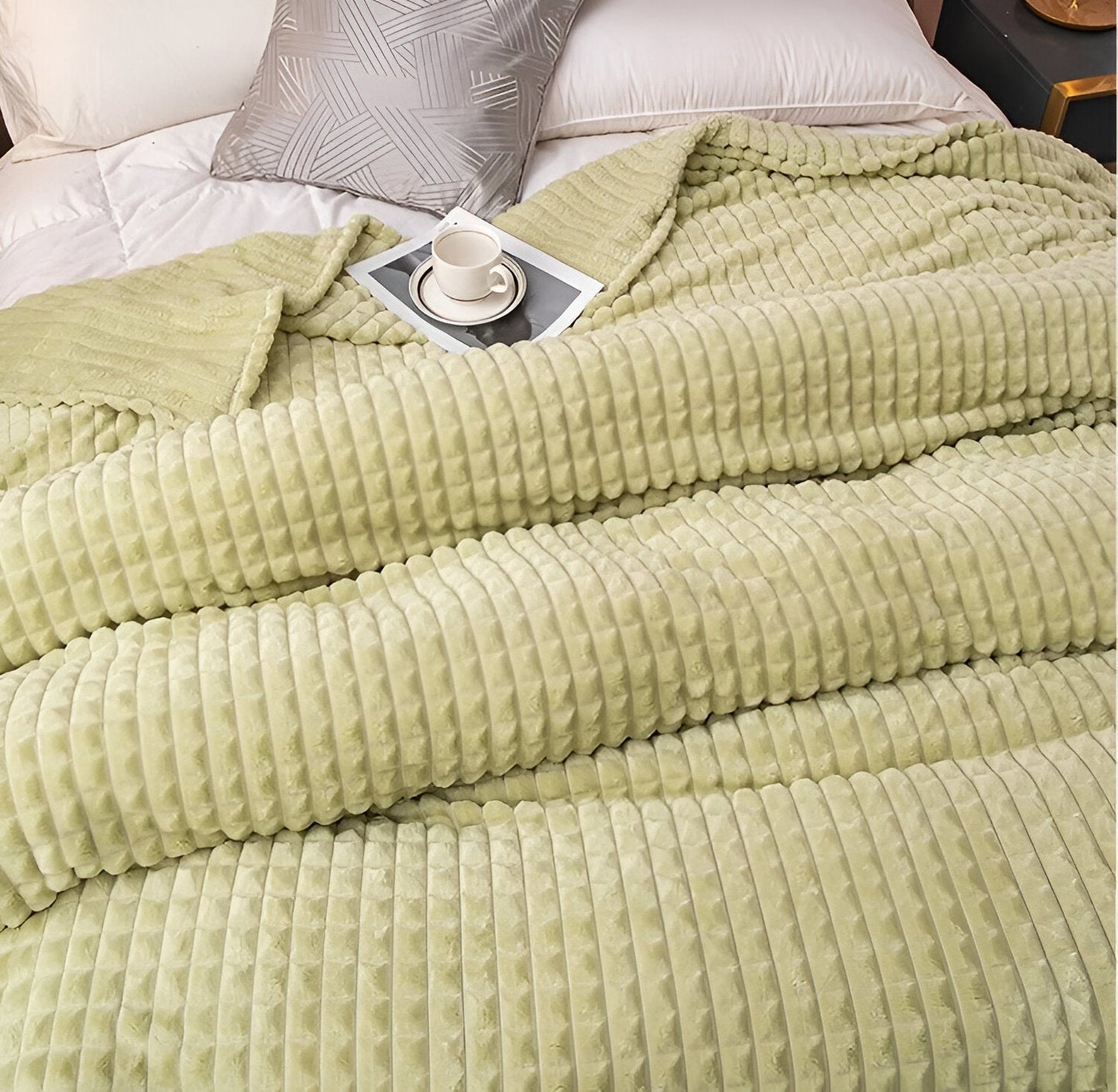 Vivolux | EliteWave Plaid - Ultrafluffy strukturierte korallfarbene Fleece-Decke
