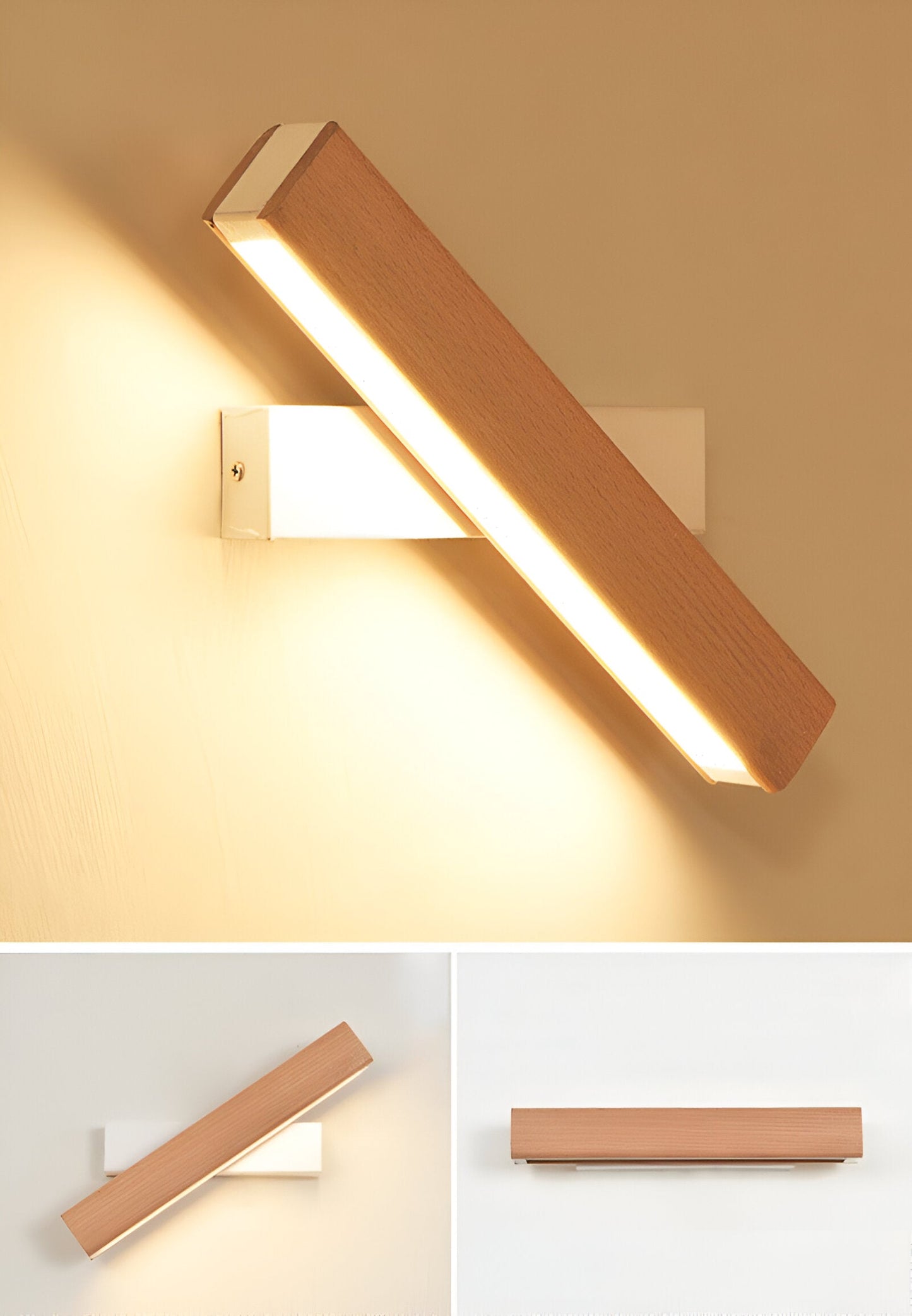 Vivolux | TwistLED Wandlampe - 360° drehbare rechteckige LED-Wandlampe aus Holz