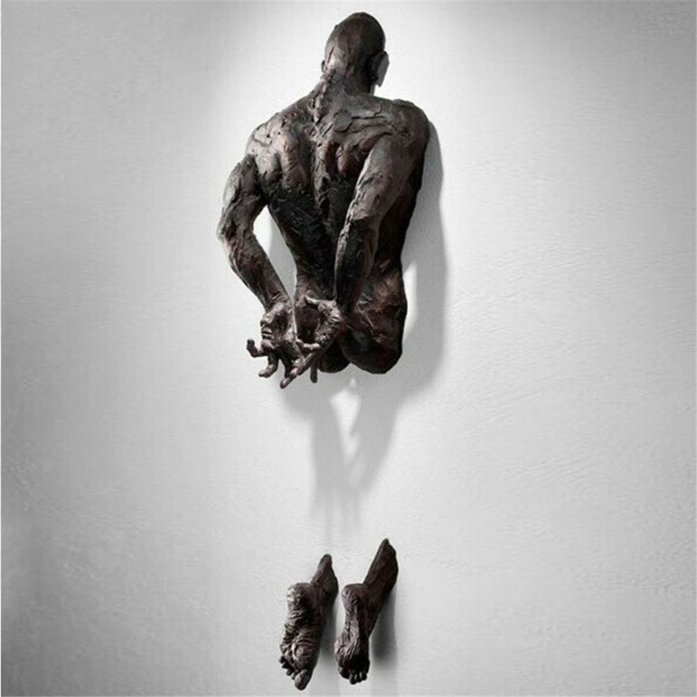 Vivolux | Imitation Kupferharz Ornament Abstrakte Figur Wandkunst Kletterer 3D Durch Wand Statue Skulptur