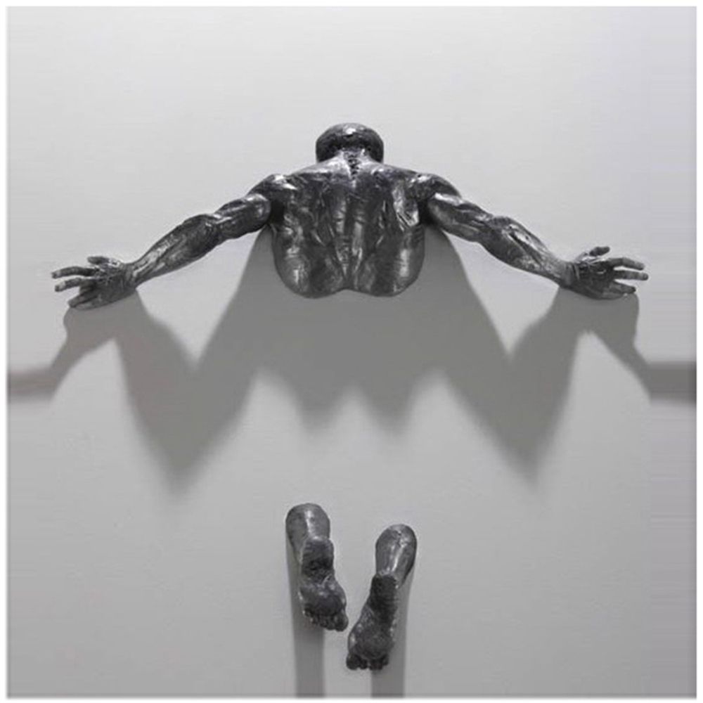 Vivolux | Imitation Kupferharz Ornament Abstrakte Figur Wandkunst Kletterer 3D Durch Wand Statue Skulptur