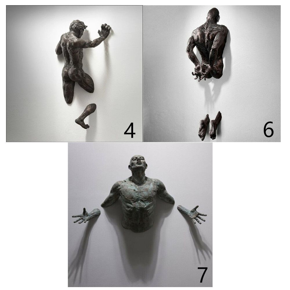 Vivolux | Imitation Kupferharz Ornament Abstrakte Figur Wandkunst Kletterer 3D Durch Wand Statue Skulptur