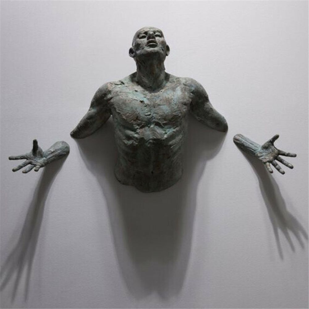 Vivolux | Imitation Kupferharz Ornament Abstrakte Figur Wandkunst Kletterer 3D Durch Wand Statue Skulptur