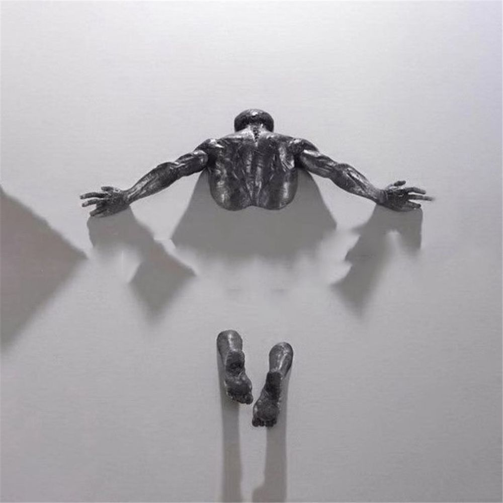 Vivolux | Imitation Kupferharz Ornament Abstrakte Figur Wandkunst Kletterer 3D Durch Wand Statue Skulptur