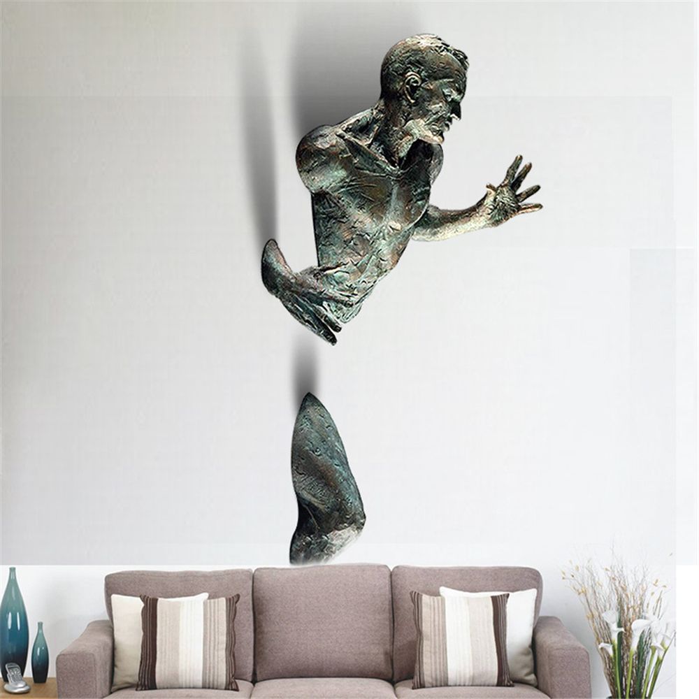 Vivolux | Imitation Kupferharz Ornament Abstrakte Figur Wandkunst Kletterer 3D Durch Wand Statue Skulptur