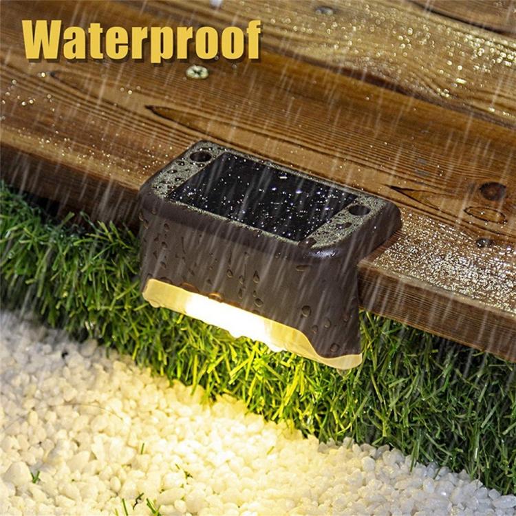 Vivolux | 12 PCS Solar Powered LED Außenstufenlicht IP65 wasserdicht Gartenlampe, warmweißes Licht (Braun)