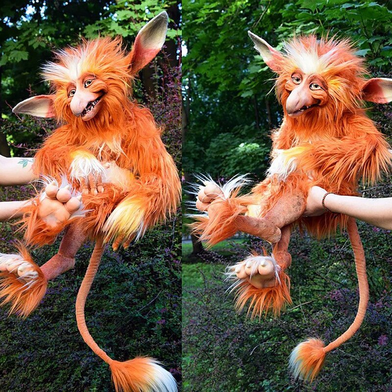 Vivolux | Labyrinth Plüschpuppe Maze-Wurm Rote Haarige Große Mund Monster Tier Plüschpuppe Spielzeug Süß Lustiges Geschenk Plüschpuppe Wohnkultur