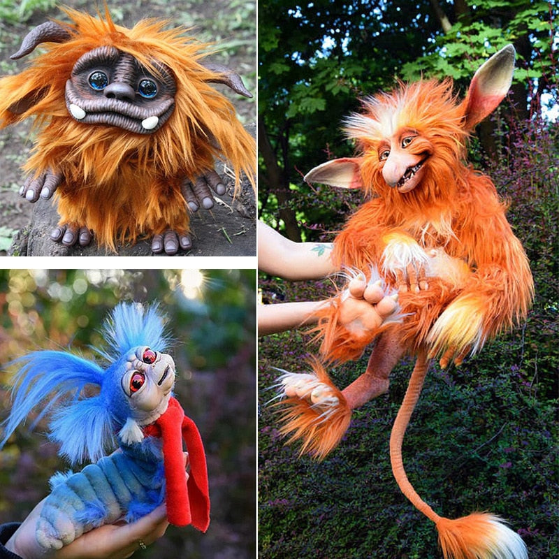 Vivolux | Labyrinth Plüschpuppe Maze-Wurm Rote Haarige Große Mund Monster Tier Plüschpuppe Spielzeug Süß Lustiges Geschenk Plüschpuppe Wohnkultur