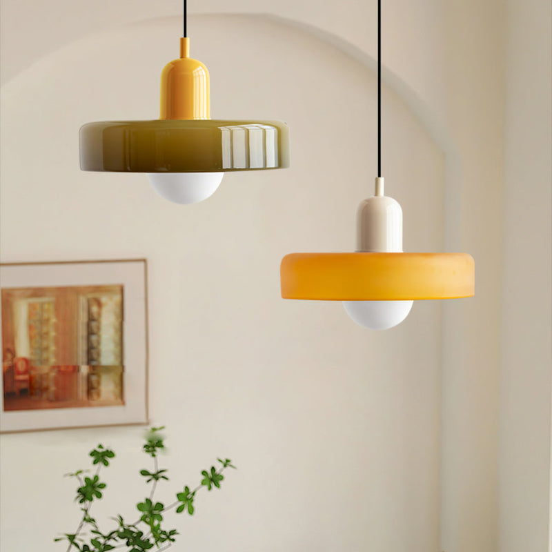 Vivolux | Pendelleuchte aus farbigem Glas | Elegante Hängeleuchte im Bauhaus-Stil | Designlampe für Wohnzimmer & Esszimmer