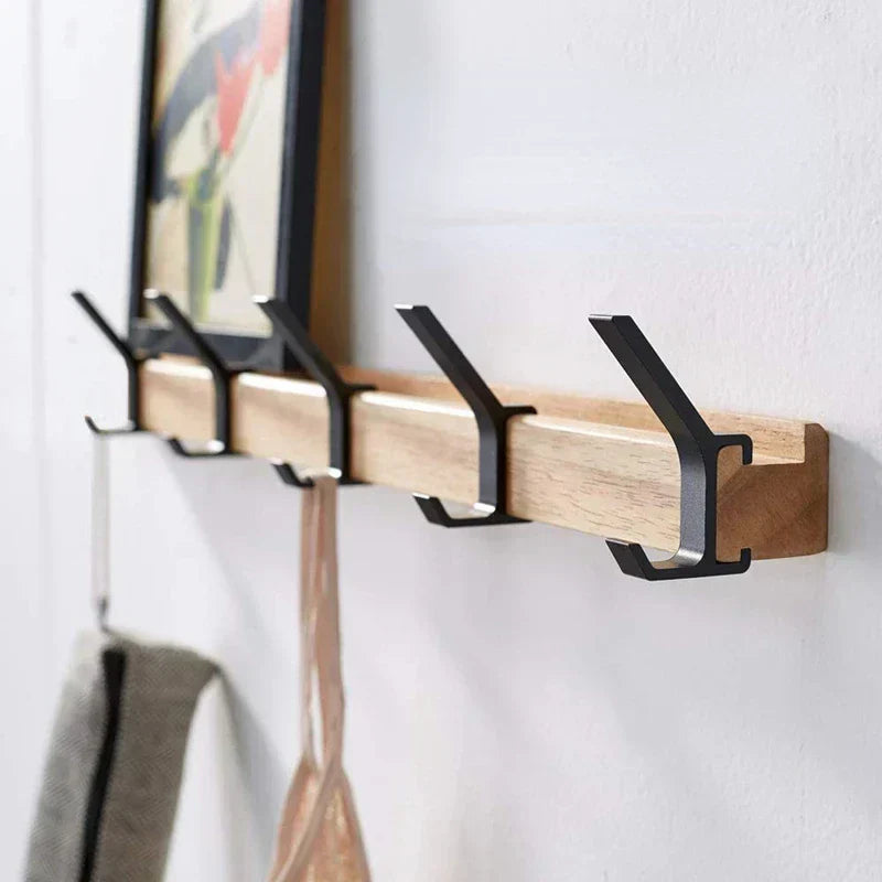 Vivolux | Wandgarderobe mit beweglichen Haken – Skandinavisches Design aus Holz Metall