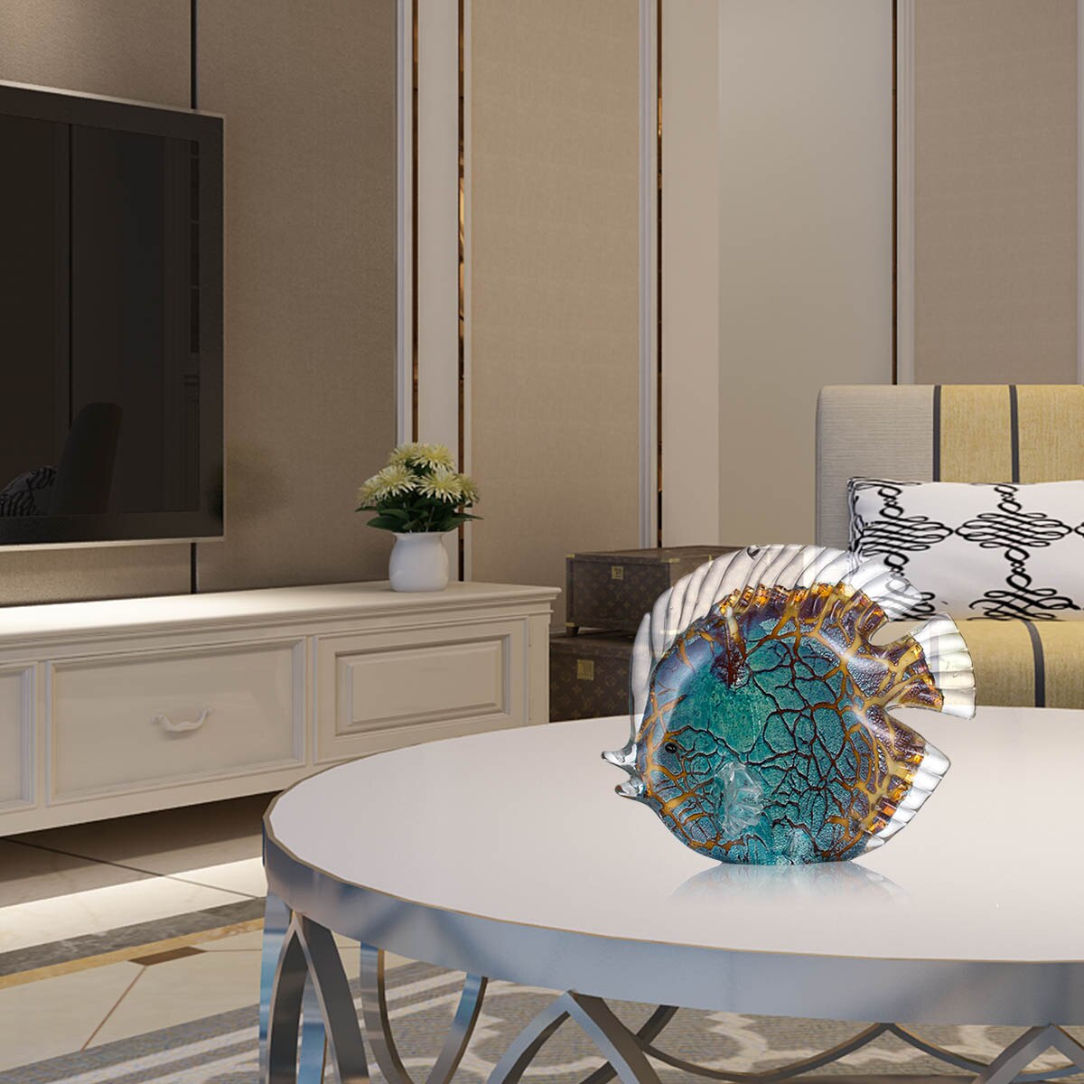 Vivolux | Mehrfarbig Gepunktet Tropischer Fisch Delikate Glas Skulptur Elegante Wohnungsdekoration Glas Fisch Exquisite Raum Wohnungsdekoration Handwerk