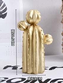 Vivolux | Neuer Nordischer Stil Goldene oder Weiße Kaktusornament Hausdekoration Harz Hübsche Kaktusfigur Handgefertigte Simulationspflanze für Zuhause & Laden