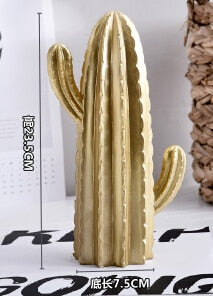 Vivolux | Neuer Nordischer Stil Goldene oder Weiße Kaktusornament Hausdekoration Harz Hübsche Kaktusfigur Handgefertigte Simulationspflanze für Zuhause & Laden