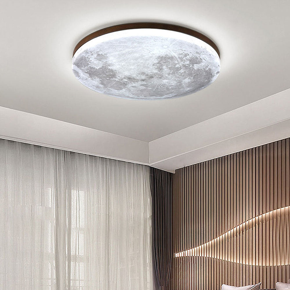 Vivolux | LED Deckenleuchte | Mond-Design | Dimmbar | Holzoptik | Stimmungsvolle Beleuchtung für Zuhause