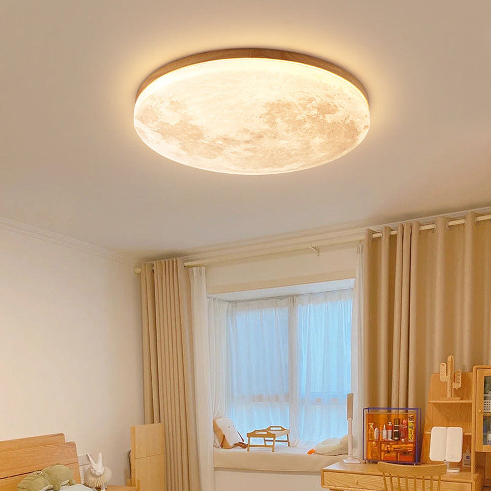 Vivolux | LED Deckenleuchte | Mond-Design | Dimmbar | Holzoptik | Stimmungsvolle Beleuchtung für Zuhause